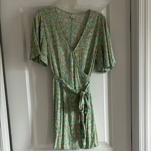 Billabong Floral Wrap Dress with Tie Waist